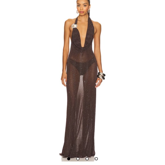 Jaded London Dresses & Skirts - Jaded London Brown Sheer Maxi Dress